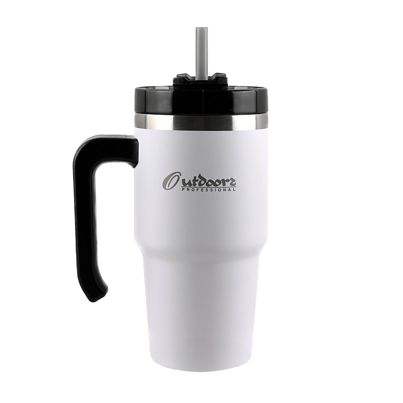 Outdoors Professional Stainless Steel Double-Walled Vacuum Insulated Tumbler with Straw, 20 oz., White (OUTD6052)