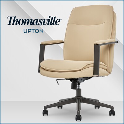 Thomasville Furniture Upton Ergonomic Bonded Leather Swivel Manager Chair, Cream (51421-CRM)