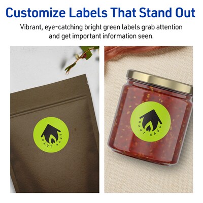 Avery Circle Multipurpose Labels, 1-2/3" Dia., Bright Green, 200/Pack (94508)