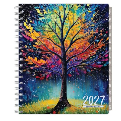 2027 Excello Brands Essential Pro 7" x 9" Weekly & Monthly Planner, Black Tree Seasons (ESPRO-CY27-79-32)