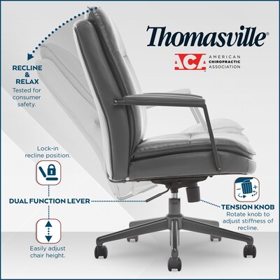 Thomasville Furniture Upton Ergonomic Bonded Leather Swivel Manager Chair, Gray (51421-GRY)