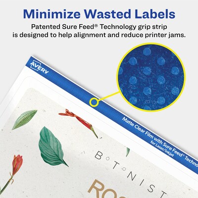 Avery Laser/Inkjet Rectangle Multipurpose Labels, 5" x 8-1/8", Clear, 20/Pack (94259)
