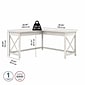 Bush Furniture Key West 60"W L Shaped Desk, Linen White Oak (KWD160LW-03)