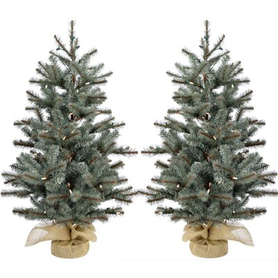 Set of Two 3-Ft. Yardville Pine LED Porch Trees