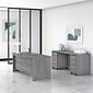 Bush Business Furniture Studio C 72W x 36D Bow Front Desk and Credenza with Mobile File Cabinets, Platinum Gray (STC009PGSU)