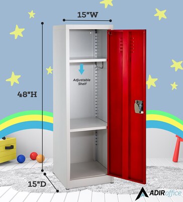 AdirOffice 48" Single Tier Red Storage Locker (629-01-RED)