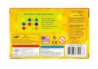 Crayola Acrylic Paint Set, Assorted Colors, 2 oz., 6/Box (20-1997)