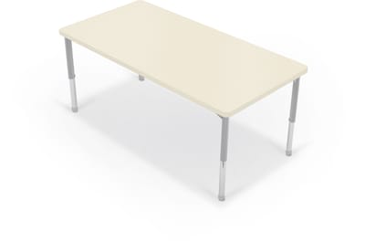 MooreCo Hierarchy Rectangular Table, 60W x 30D, Neutral Weft/Platinum Base (703673563017)