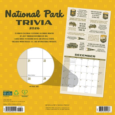 2026 Willow Creek National Park Trivia 12 x 12 Monthly Wall Calendar (52112)