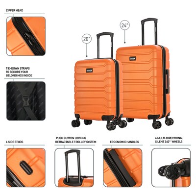 InUSA Trend 2-Piece Hardside Spinner Luggage Set, TSA Checkpoint Friendly, Orange (IUTRE0SM-ORA)