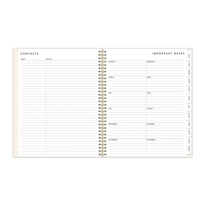 2026 Blue Sky Bespoke Letterpress Cream Hearts 8.5" x 11" Calendar Year Weekly & Monthly Planner, Plastic Cover (156227)