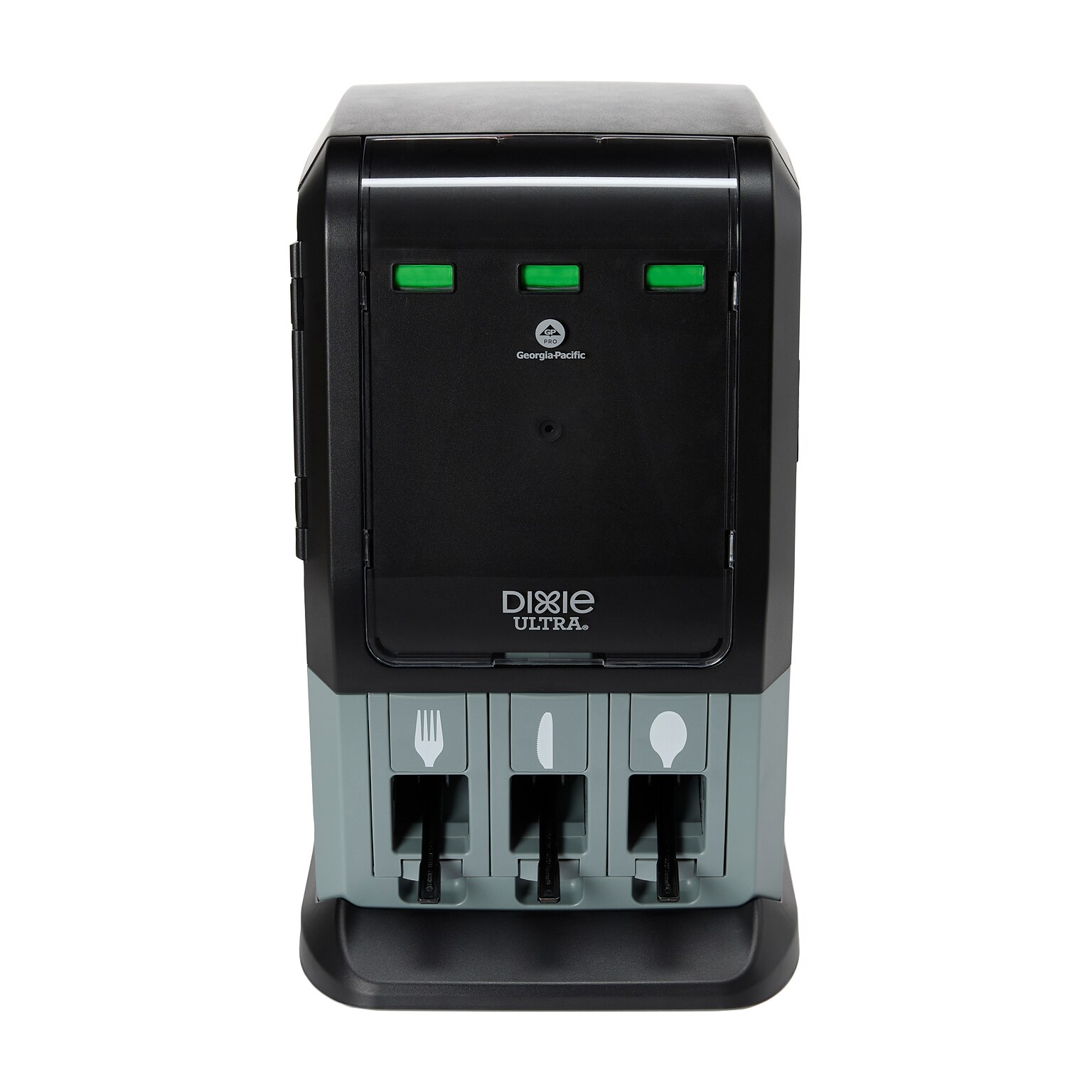Dixie Ultra SmartStock Tri Tower Cutlery Station Mini Plastic Dispenser, Heavy-Weight, Black (DUSSTDSP3MINI)