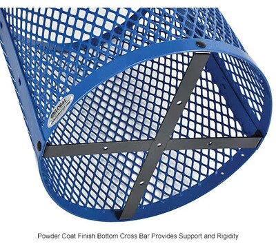 Global Industrial Outdoor Diamond Steel Trash Can w/ Flat Lid, 36 Gallon, Blue (261924BL)