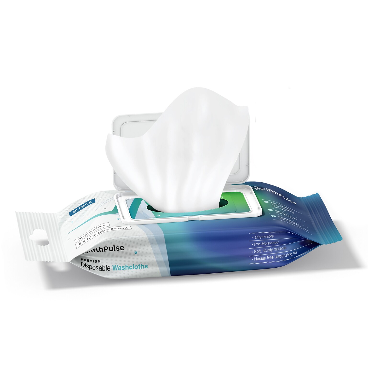 FifthPulse Premoisten Disposable Washcloths, Alcohol Free, Infused Aloe & Lanolin, 40 Pack (FMN100537)