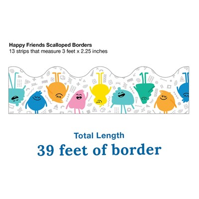 Carson Dellosa Education Scalloped Border, 2-1/4"x 3', Happy Friends, 6/Bundle (CD-108477-6)