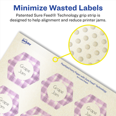 Avery Pearlized Ivory Decorative Edge Multipurpose Labels, 1-1/2" x 1-47/54", Ivory, 200/Pack (94120)