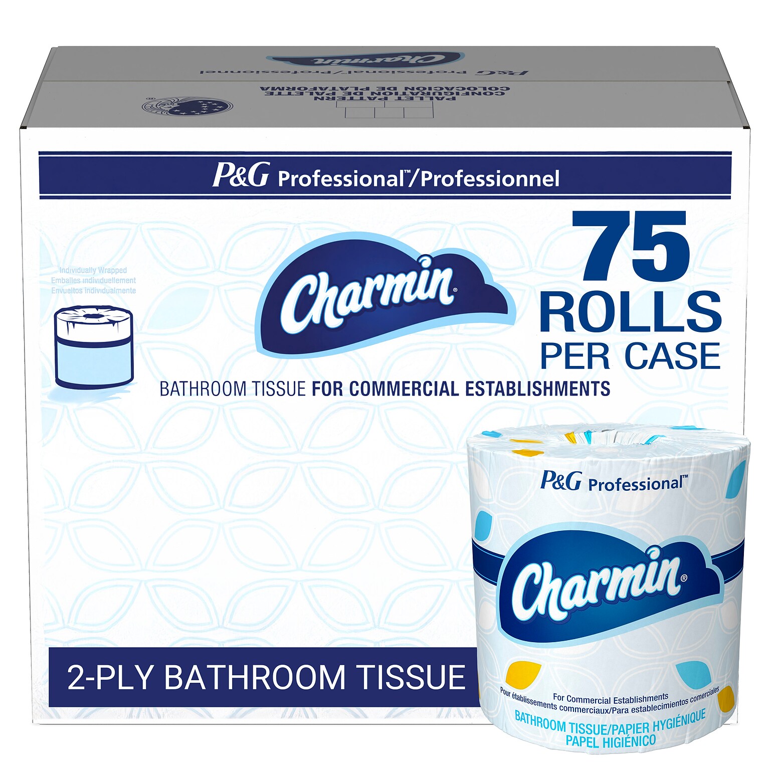 Charmin Commercial Toilet Paper, 2-ply, White, 450 Sheets/Roll, 75 Rolls/Case (71693)