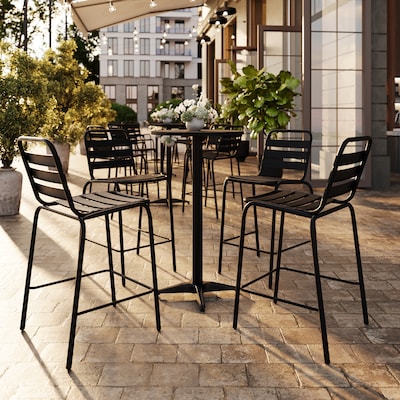 Flash Furniture Lila Commercial Indoor-Outdoor Restaurant Bar Height Stool, Black (TLH015HBK)