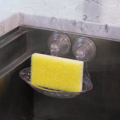Better Houseware Plastic Suction-Cup Soap Holder, Clear (BTH884)
