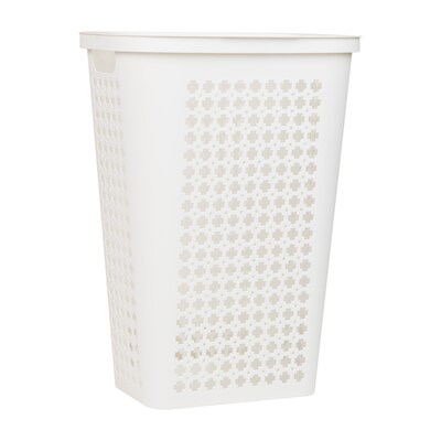 Mind Reader Slim Tapered Hamper with Lid, Plastic, White (SWHAMP50-WHT)