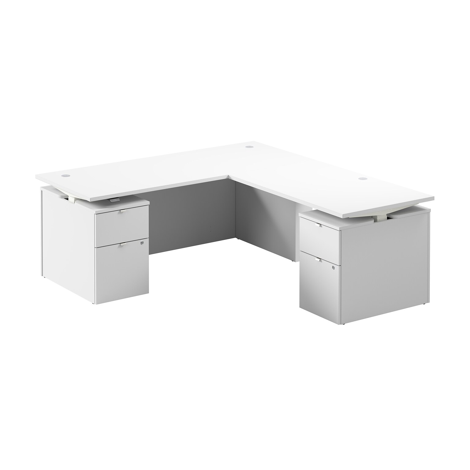 Bush Business Furniture Stratus 72W Electric L-Shaped Adjustable Standing Desk with Drawers, White (SUT018WH)