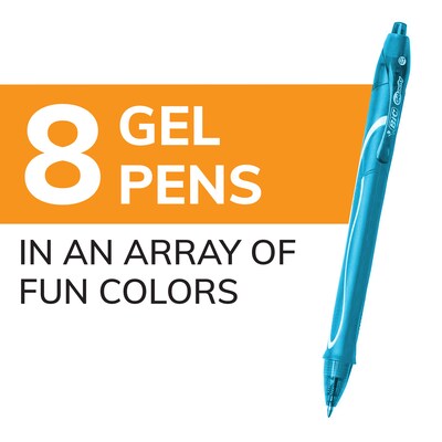 BIC Gel-ocity Quick Dry Retractable Gel Pens, Medium Point, 0.7mm, Assorted Ink, 8/Pack (RGLCGAP81-A