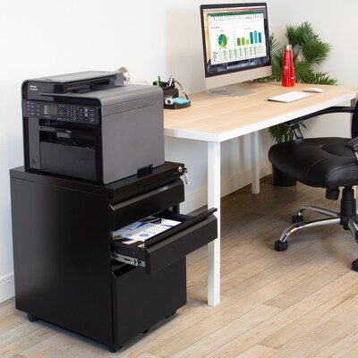 Mount-It! 3-Drawer Mobile File Cabinet, Letter & Legal Size, Lockable, 23.72"H x 14.7"W x 18.11"D, Black (MI-941B)