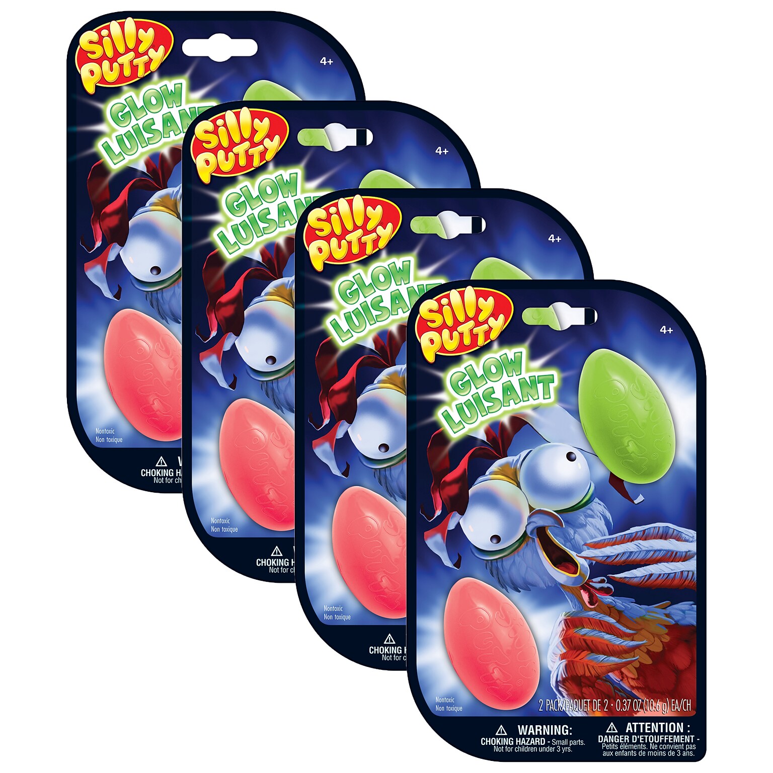 Crayola Silly Putty Glow Eggs, Assorted Colors, 2/Pack, 4 Packs/Bundle (BIN080990-4)
