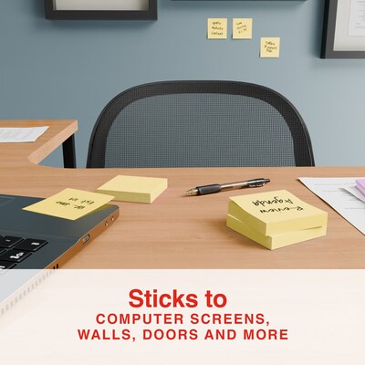 Staples Ultra Sticky Notes, 3" x 3", Sunshine Collection, 100 Sheets/Pad, 12 Pads/Pack (ST62887)