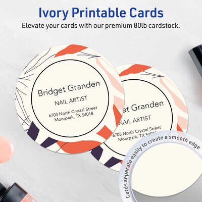 Avery Integrated Cards, 3 Dia., Matte Ivory, 60/Pack (95333)