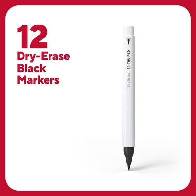 TRU RED™ Dry Erase Markers, Ultra Fine Tip, Black, 12/Pack (TR61438-CC)