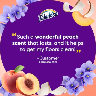 Fabuloso 2X Multi-Purpose Cleaner, No Rinse Floor Cleaner, Long-Lasting Freshness, Peach Scent, Peach (61046751)