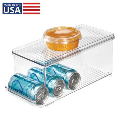 iDESIGN Plastic Soda Can Dispenser with Lid, 5.75" x 5.59"x 13.9", Clear (70035)
