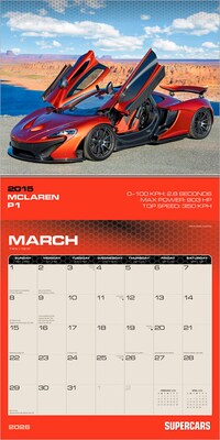 2026 Plato Supercars 12" x 12" Monthly Wall Calendar (9798330706891)