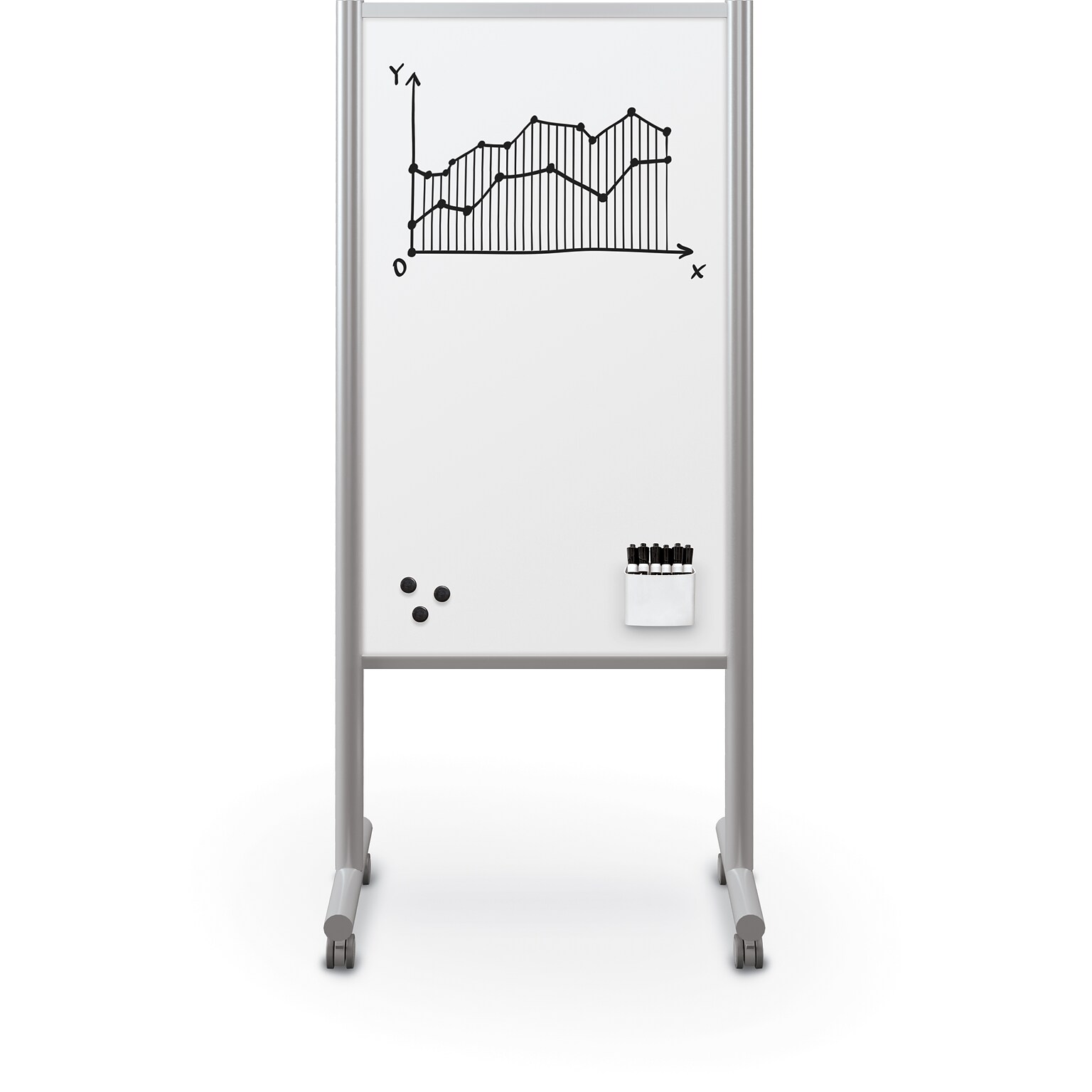 MooreCo Inklud Double Sided Magnetic Mobile Dry Erase Whiteboard, 46H x 26W (59080)