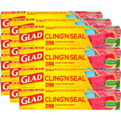 Glad Cling ‘N Seal Plastic Food Wrap, 200 Square Foot Roll, 12/Carton (00020)