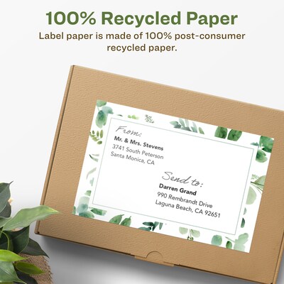 Avery EcoFriendly Laser/Inkjet Rectangle Multipurpose Labels, 8-1/2 x 11, White, 25/Pack (94269)