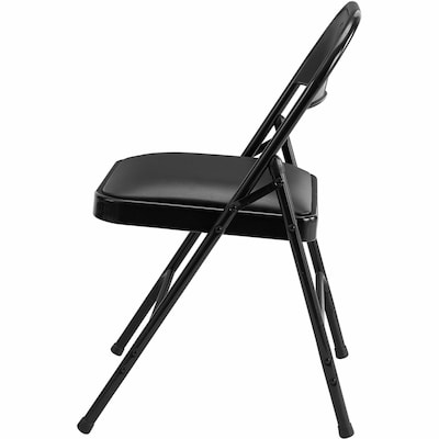 Lorell Vinyl  Padded Seat Folding Chairs, Steel Black, 4/Carton (LLR62526)