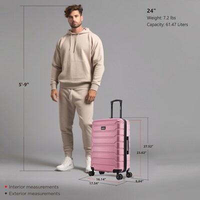 InUSA Trend 24" Hardside Suitcase, 4-Wheeled Spinner, TSA Checkpoint Friendly, Rose Gold (IUTRE00M-ROS)