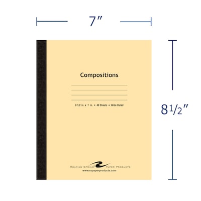 Roaring Spring Paper Products 1-Subject Composition Notebooks, 7 x 8.5, Wide Ruled, 48 Sheets, Brown (77308)