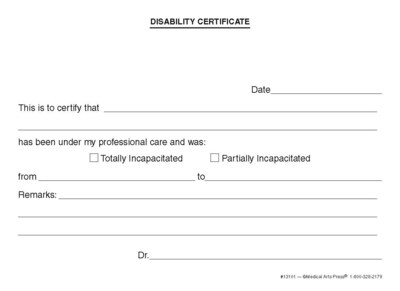 Custom Disability Certification Slips, 5-1/2 x 4, 100 Sheets per Pad