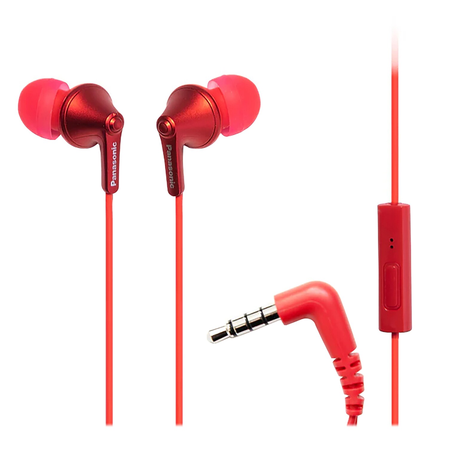 Panasonic ErgoFit Earbuds with Microphone & Neodymium Drivers, Red (RP-TCM125)