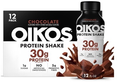 Oikos Ready To Drink Chocolate Protein Shake, 12 oz., 12 Bottles/Carton (WWI02427)
