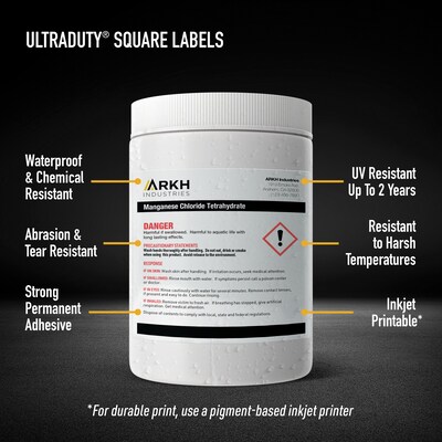 Avery Inkjet UltraDuty GHS Labels, 3 x 3, White, 300 Labels/Box (97199)