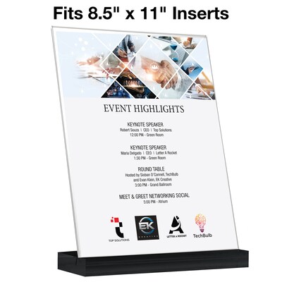 Global Printed Products Sign Holder, 8.5 x 11, Vertical, Table Top, Black/Clear Acrylic (SGNH-AB-8511-BK)