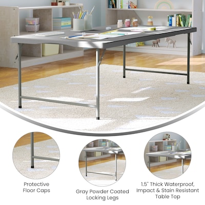 Flash Furniture Paige Rectangle Kid's Plastic Folding Table, 29"W x 60"D x 18.75"H,Granite Gray (RB3060FHKIDGY)