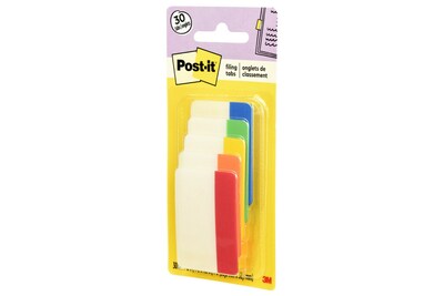 Post-it Tabs, 2 Wide, Solid, Assorted Colors, 30 Tabs/Pack (686-ROYGB)