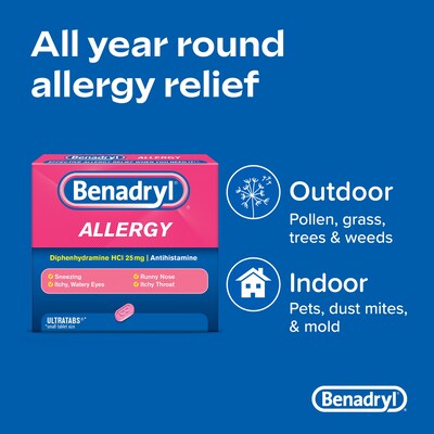 Benadryl Allergy Ultratabs Tablets, 60/Box, 2/Pack (24489863)