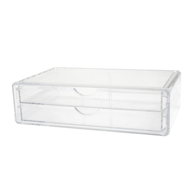 Martha Stewart Brody Plastic Stackable Office Desktop Organizer with 2 Drawers, Clear (BEPB9393CLR)