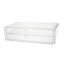 Martha Stewart Brody Plastic Stackable Office Desktop Organizer with 2 Drawers, Clear (BEPB9393CLR)